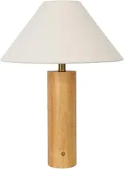 Beacon Lighting Morgan 1 Light Table Lamp in Teak with White Shade