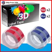 4-Pack (2Red+2Blue) 3D Label Tape Work for Dymo 1595GY Dymo 20008CP Makers
