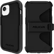 Pelican Voyager iPhone 16e (2025) / 15/14 / 13 Phone Case [Compatible with MagSafe] with 18ft Military-Grade Drop Protection - Heavy Duty Cover with Belt Clip Holster for iPhone 16e (2025) - Black