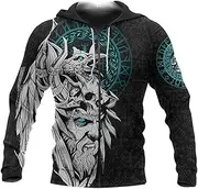 3D Printing Viking Tattoo Men's Hoodie Norse Mythology Casual Rune Sweatshirt Long Sleeve Amulet Street Clothing