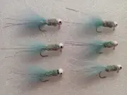 Smoo's Custom Jigs (6) 1/16 Oz. Arctic Fox Hair Jigs Teal. *188