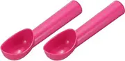 uxcell 2pcs Plastic Ice Cream Scoops, Fruit Spoons Watermelon Scooper Kitchen Tools for Ice Cream Yogurt Cupcake Melon Ball Red