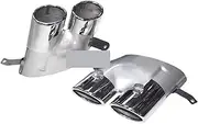 Car Accessories Quad Exhaust Tip Compatible For Audi A6 A7 S Line Up To S6 S7 Exhaust Tip 2016-2018 Stainless Steel Muffler Tip(Silver)