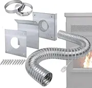 Pellet Stove Vent Pipe Kit - Pellet Stove Intake Kit Vent Pipe Kit,2x60inches Stove Accessories Flexible Pipe with Wall Plate for Pellet Pipes