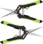 Bud Trimming Scissor 2 Pack with Curved Blades and Titanium Non-sticky Coating