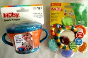 2-Nuby Snack Keeper W/Soft Lid & Look At Me Mirror Teether Toy BPA Free 6M-12M+