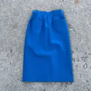VTG NWT Yves SAINT LAURENT RIVE GAUCHE Blue Skirt Pocket Front YSL SZ 36 NOS