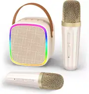 Mini Karaoke Machine with 2 Wireless Microphones, Kids Toys Portable Bluetooth S