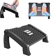 NOAEOU Office Foot Rest for Under Desk - Adjustable Foot Rest with Massage Texture and Roller, Ergonomic Foot Rest with 6 Height Position, for Home, Office, School, Black