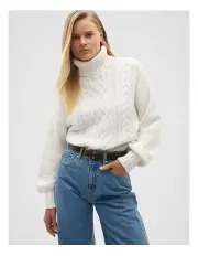 [Seed Heritage] Cable Slouch Roll Neck Knit in Cloud Cream