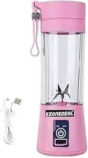 Electric USB Rechargeable Juicer Blender + USB Cable, 380ml Juicer Mini Automatic Fruit Smoothie Vegetable Cutter Maker Drink Bottle - Portable Tools, for Fruits and Vegetables (Pink)