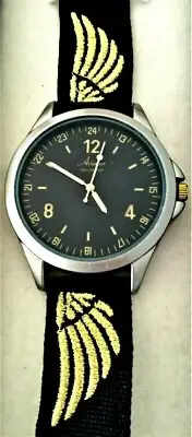 Aviator 'Gull Wing' 24 Hour Watch; Worldwide Unique Patented Gold Pilot 'Wings'