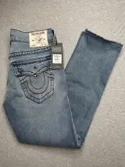 True Religion Geno Flap Big T Slim Mens 31x32 Light Chilly Wash Blue Jeans