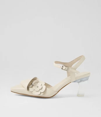 New Django & Juliette Kecia Ivory Leather Heels Womens Shoes Party Shoes Heeled