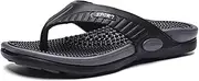 [GHAKKE] Acupressure Reflexology Massage Flip Flop with Arch Support for Flat Feet and Plantar Fasciitis, Foot Acupoint Massage Slippers Outdoor Summer Beach Sandal (Color : Black, Size : 7)