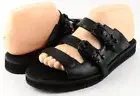 $150 KENNETH COLE HANSON Black Leather Designer Comfy Flat Sandals 9 M