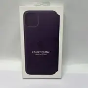 Genuine Apple Natural Leather Folio Case for iPhone 11 Pro Max Aubergine Purple