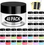 Eupako 48 Pack Plastic Jars with Lids 2 OZ - Empty Clear Cosmetics Containers On