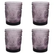 4x LVD Glass Tumbler 10cm Water/Juice Cup/Cocktail Barware Glassware Lilac