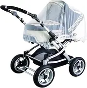 ANDRESLAD White Encryption Full Coverage Stroller Net Support Travel Compact Folding Net