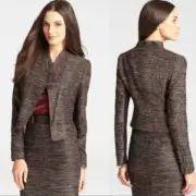 Ann Taylor - Petite 10P Black Burgundy Metropolis Tweed Moto Jacket $169.00 (H)