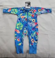 Bonds BZBVW 5VF Floral Blue Printed Zip Wondersuit Romper Size 0000 New