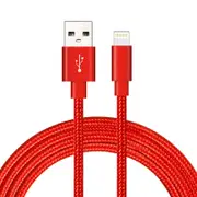 Catzon 1M 2M 3M Several Packs iPhone Cable Phone Charger Nylon Braided Fast Charger Cable USB Cord -Red