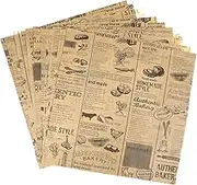 CONGARTENO 50 Sheets Food Wrapping Paper Greaseproof Paper Liners Sandwich Paper Wrap News Print Sandwich Wrap Parchment Paper Molds مقاوم للدهون، Wrap Paper Fish and Chip Baskets Foil ورق