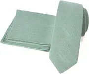 [Spring Notion] Men's Linen Blend Necktie and Pocket Square Handkerchief Hanky Set