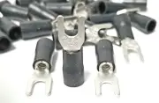 100pcs BLACK FORK SPADE TERMINAL 14-12GA #8 VINYL INSULATED CRIMP WIRE CONNECTOR