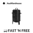 Jumbuck 3 In 1 Barrel Charcoal BBQ Smoker Portable Outdoor Grills - Black