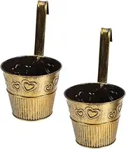 INOOMP Retro Style Metal Hanging Planters 2pcs for Balcony Window and Railings