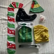 Buddy the Elf Costume Men’s Lg. W/Suit, Hat, Shoes, Ears, Belt & Candy Cane NEW!