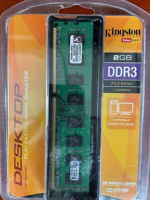 Kingston KVR1066D3 - 2GB 2x1GB DDR3 PC3-8500 ECC UNBUFFERED New Unopened