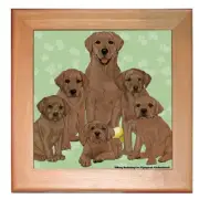 Labrador Retriever Chocolate Lab Dog Kitchen Ceramic Trivet Framed in Pine 8" x