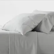 Threshold Flannel Gray and White Stripes Bed King Sheet Set