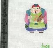Dede Needlepoint Oriental Man Fish Hand Painted Canvas Ornament NEW