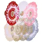 Lace Embroidery Dining Table Mat Oval Floral Party Home Decor Microwave Cover