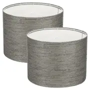 2Set Drum Lamp Shades for Table Lamps, 13"x13"x10" Linen Lampshade, Black Grey