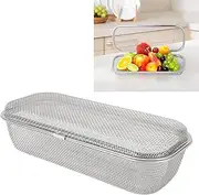 Stainless Steel Dishwasher Utensil Basket, Rectangular Mesh Drain Dishwasher Silverware Holder for Spoons, Forks (L)