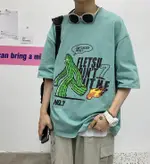FINDSENSE X 韓國 男短袖 寬鬆短袖上衣薄款個性 短袖夏季 仙人掌 寬鬆T恤