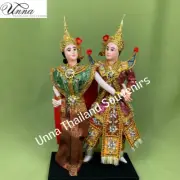 OOAK Thai handmade sequin cloth dolls hand embroidered 4x8x14" green lady