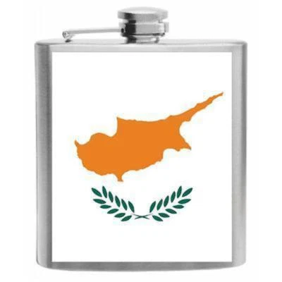 Cyprus Flag Stainless Steel Hip Flask 6oz