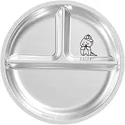 Cabilock Round Dining Tray Divider Platter Food Tray Lunch Tray Divided Party Compartment Kids Tiered Grid Serving Section Plate Canteen Trays Colorful Stainless Steel Silver re-usable