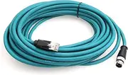 Eonvic M12 4-pin Male to RJ45 E4 Plug High Flex Cat5e Industrial Ethernet Cable Dynamic PUR (50M, Blue)