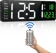 Digital Wall Clock with Remote,16 Inch Large Display Digital Wall Clocks with
