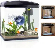 4 Gallon Fish Tank,Small Fish Tank with Filter and LED Plant Light and Filter Sy