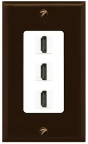 RiteAV 3 Port HD 2.0 Decorative Wall Plate 1 Gang [Brown/White]
