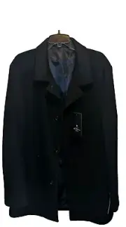New BEN SHERMAN MENS BLUE HERRINGBONE WOOL BUTTON DRESS COAT JACKET SZ 42R