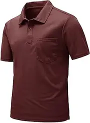 [Rdruko] Men's Polo Shirts Short Sleeve Quick Dry Outdoor Golf Sports Shirts with Pocket